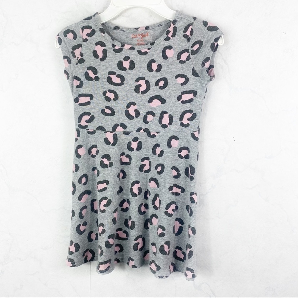 [Cat & Jack] Girls Grey Leopard Print Dress